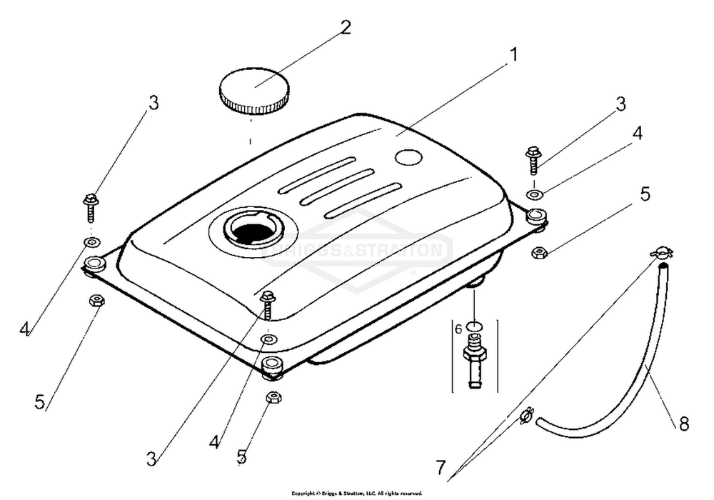 Fuel Tank Diagram and Parts List for 1951-0  Briggs and Stratton Generator